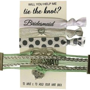 Bridesmaid Bracelet And Hair Tie Gifts Set